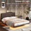 Structure de lit flottante avec lumière DEL, lit plateforme moderne en cuir de polyuréthane, aucun sommier requis, assemblage facile-45126047-45126046