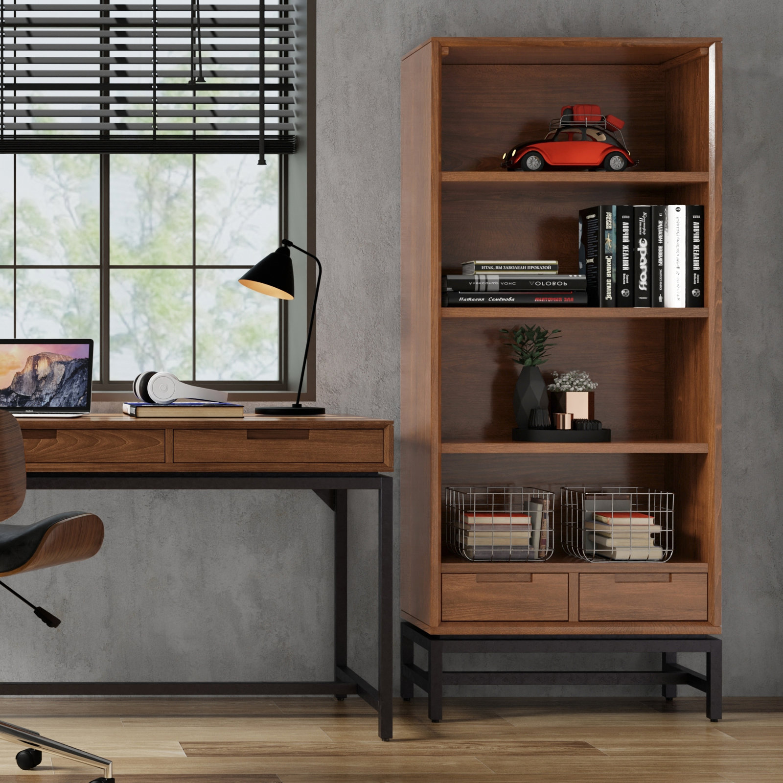 Banting 30" Bookcase, Walnut Veneer