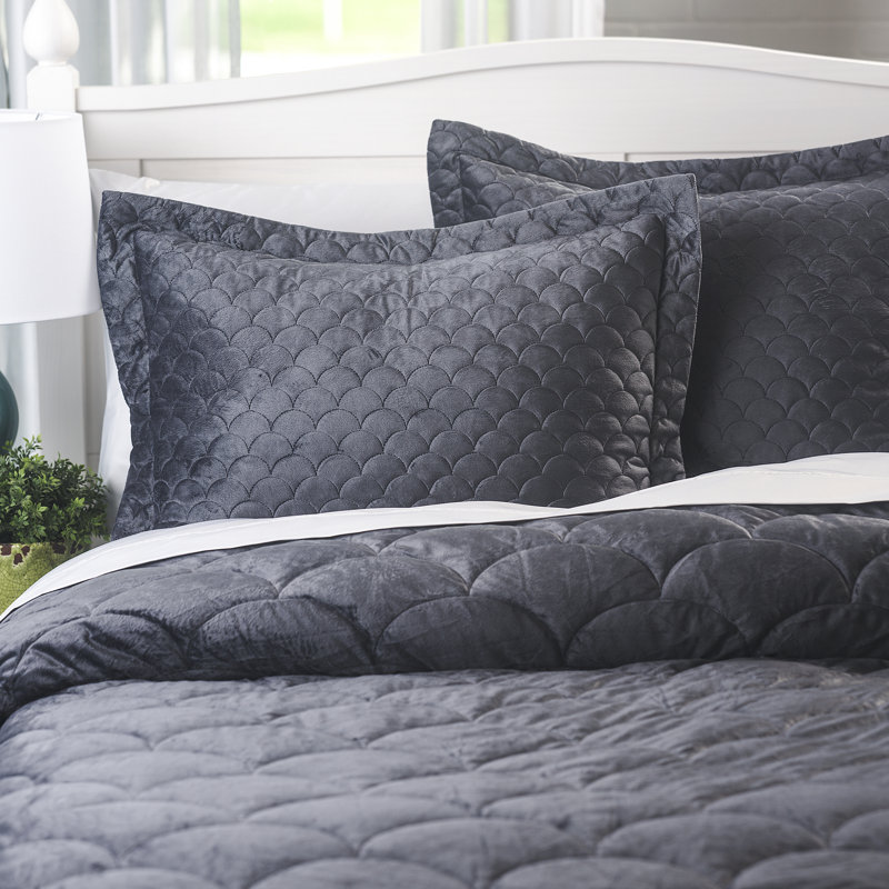Standard Pewter Satin Quilted Pillow Sham