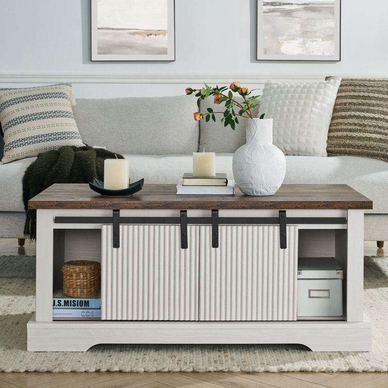 Table basse avec rangement, Brun / Blanc