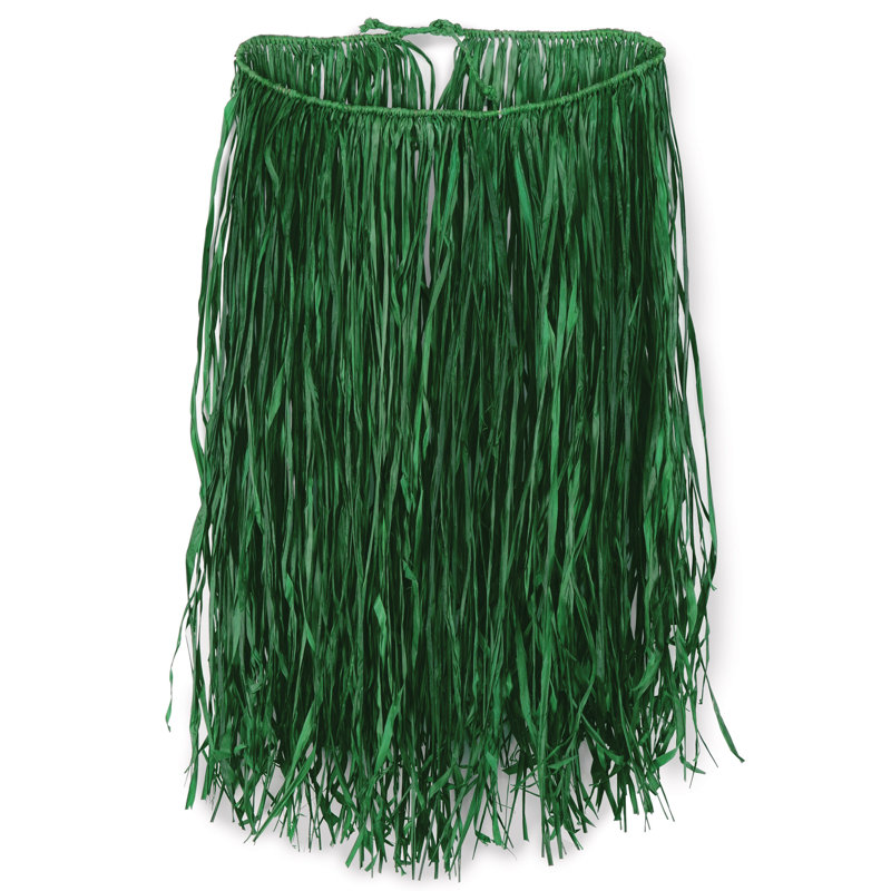 Très grande jupe en raphia, H 32 po x l 6,5 po x P 2 po, Vert