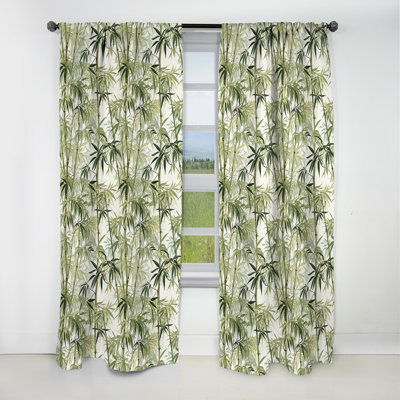 Tropical Zen Bamboo Pattern IV - Floral Curtain - Blackout Floral Curtain - 1 Panels