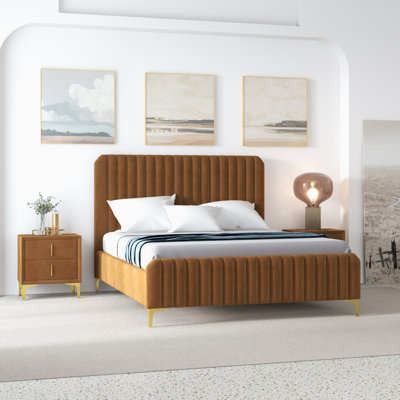 Kelii Mid-Century Modern Upholstered Platform Bed In Grey -  Everly Quinn, B2986E800A804D00B9D2233B326F5FDB