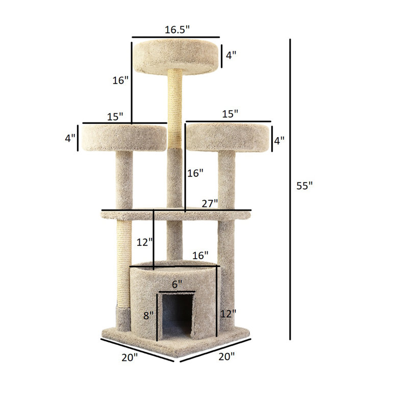 New Cat Condos 55'' Cat Tree And Condo & Reviews | Wayfair