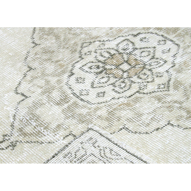 Tapis de couloir unique en laine noué à la main de style années 1960 de 4 pi 8 po x 12 pi 2 po beige / gris