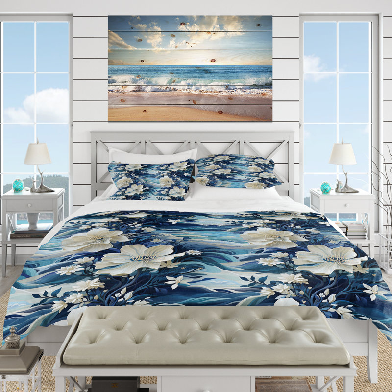 Oceanic Dreamscape Tropical Pattern IV Duvet Cover, King Duvet Cover + 2 King Shams