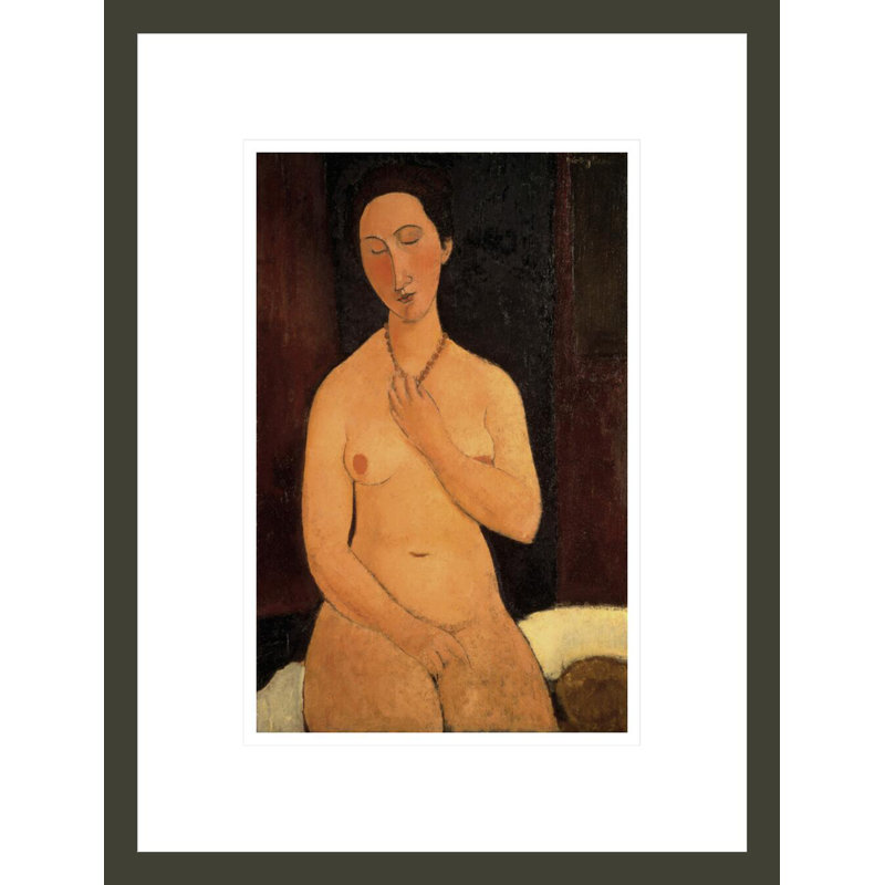 Nu assis avec collier par Amedeo Modigliani, impression giclée sur cadre, H 12,79 po x l 16,75 po