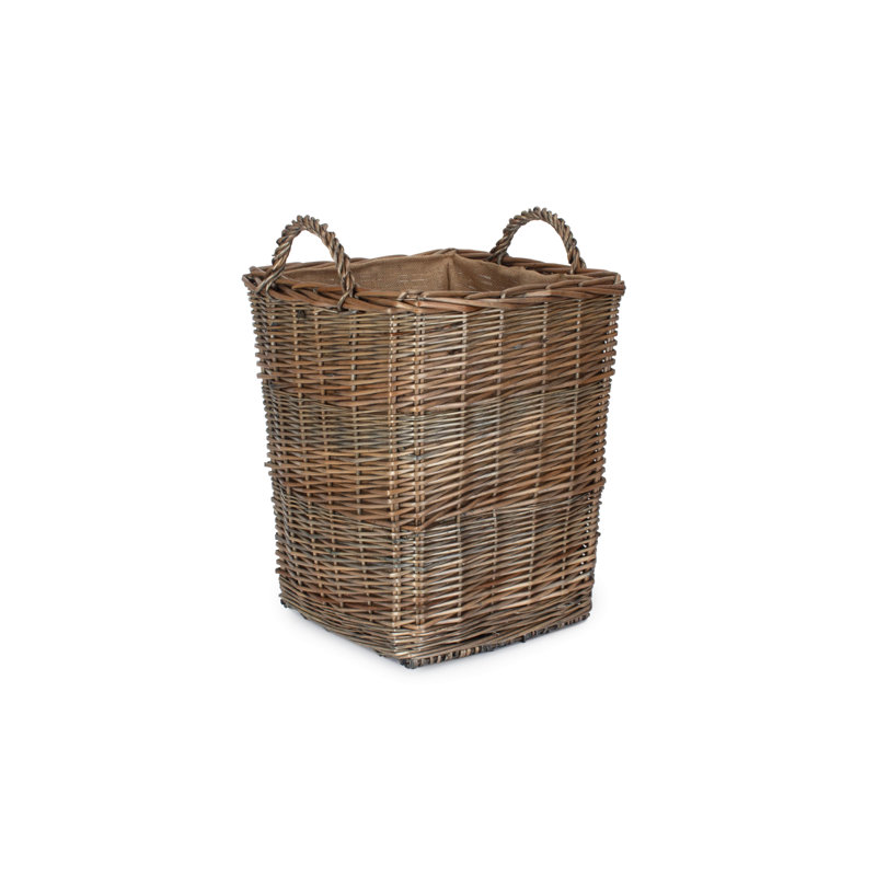 Wicker Log Basket with Lining, 88, 55cm H x 40cm W x 40cm D