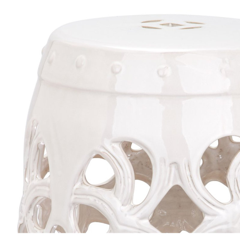 Twedt Ceramic Accent Stool, Antique white