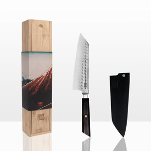 Bunka Santoku avec bambou Saya et boîte en bambou - lame de 170 mm