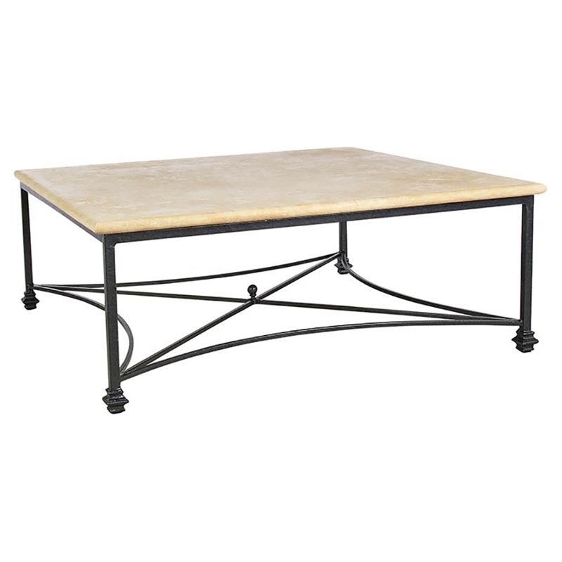 Bella Frame Coffee Table, Lite Travertine, Metallic Graphite