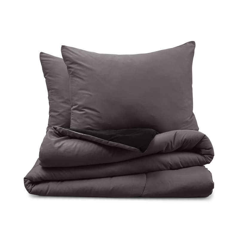 Martex Solid Color Reversible Comforter and Sham Bedding Set Super Soft Brushed Fabric, King Comforter + 2 King Shams 