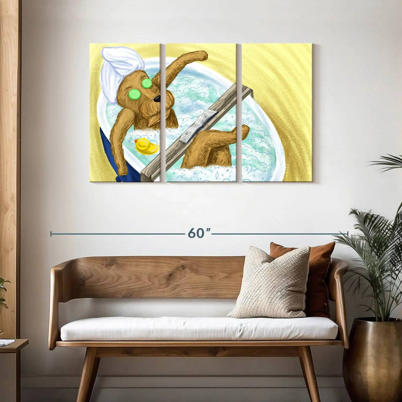 Ketti Dog In A Bubble Bath, 28" H x 45" W