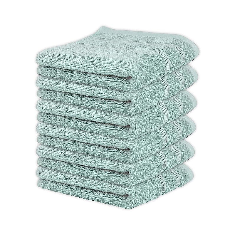 Kaufman Premium 100% Cotton | Hand & Face Towels Set For Bathroom, Spa, Gym, and More, Aqua