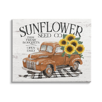 " Vintage Sunflower Seed Co. Advertisement Red Farm Truck "