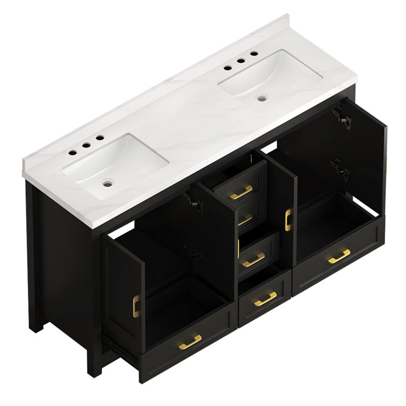 60'' Double Bathroom Vanity With Top