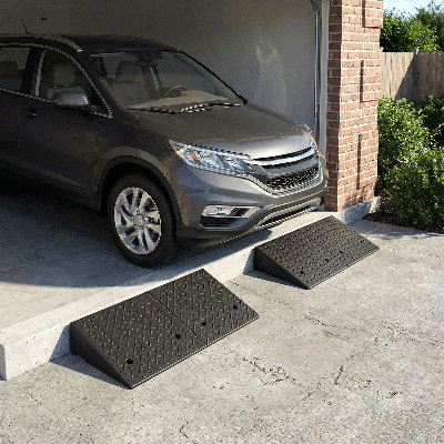 Rubber Curb Ramp, 7.9" Rise Height Heavy Duty Threshold Ramp Driveway Ramp For Cars Warehouse Garage