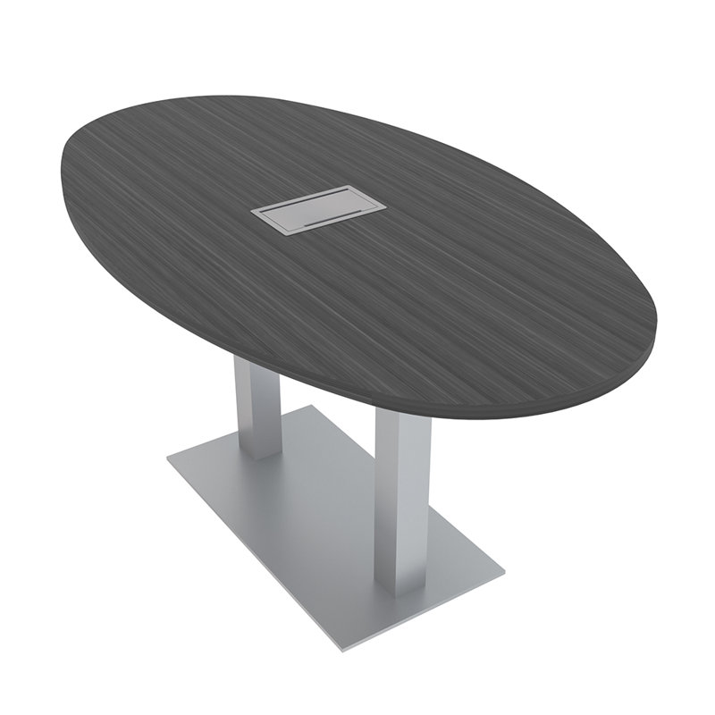 Table de réunion ovale avec module d'alimentation et de données pour 6 personnes, L 72 po x l 36 po, Nuit asiatique
