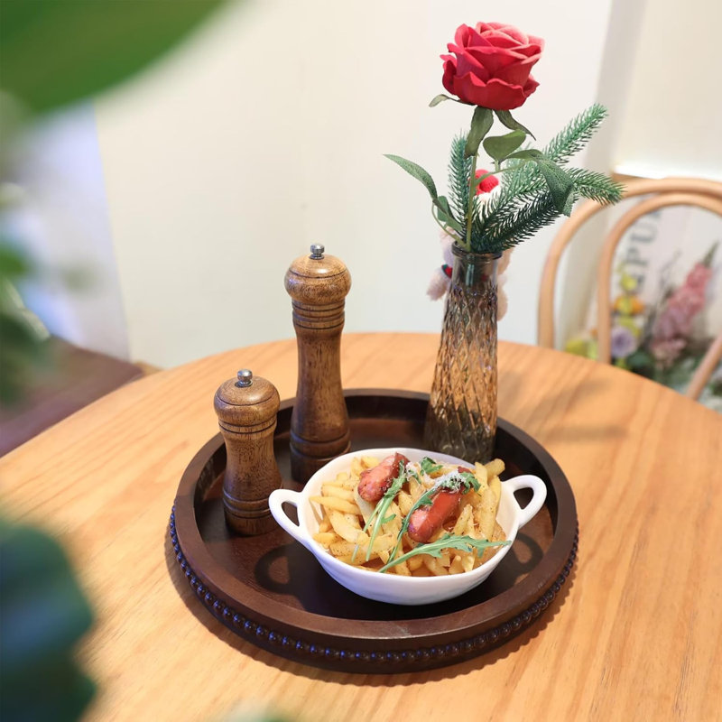 Wooden Decorative Tray With Beads