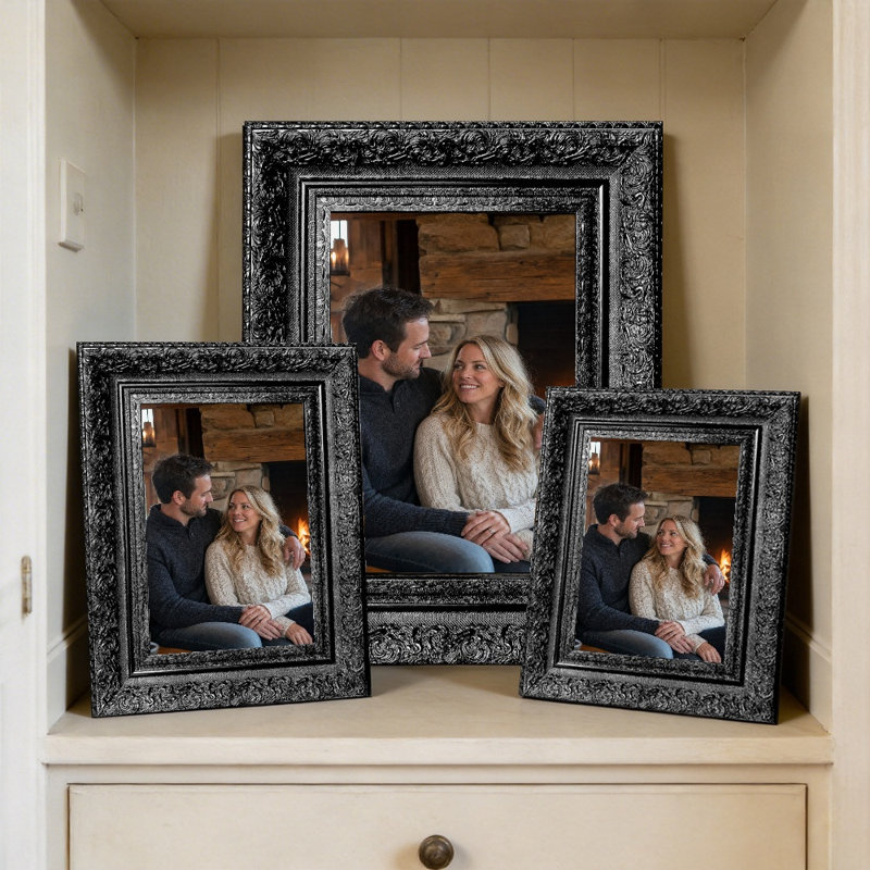 Cadre photo mural 3 pièces 11 "x 14" noir pour tablette de chambre, 11" W x 14" H, 3, Noir