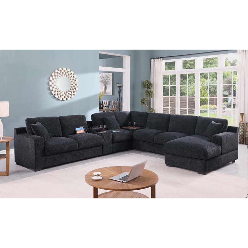 Canapé en chenille 141,5 po, Chenille gris foncé