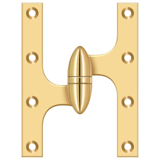 Charnière Deltana OK6050BCR003-R 6 po x 5 po; Finition laiton à vie, Côté droit