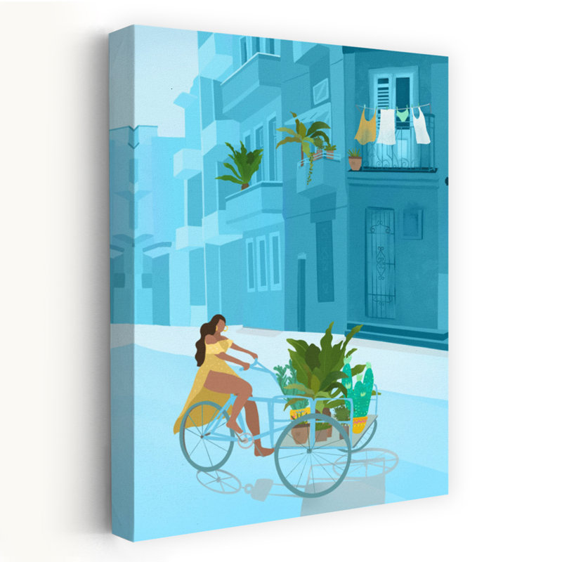 Havana Tranquil Vibrant Abstract Cactus City Summer Wall Art Print by Petra Lizde - Wrapped Canvas Print
