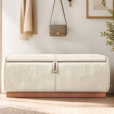 Banc de rangement rembourré en velours de 47 po de largeur Mid-Century