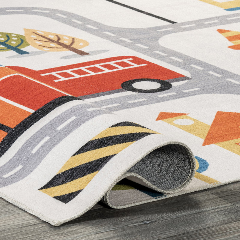 Carmina SpinClean City Streets Machine Washable Kids Area Rug, Rectangle 5' x 8'