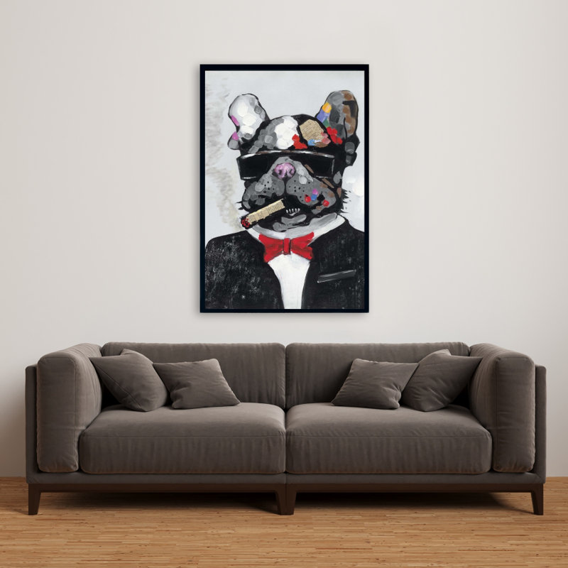 «Bulldog qui fume», impression sur toile
