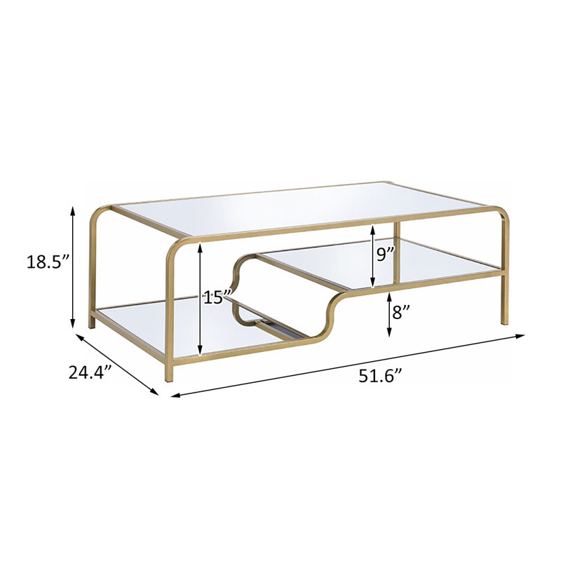 Table basse, doré et miroir