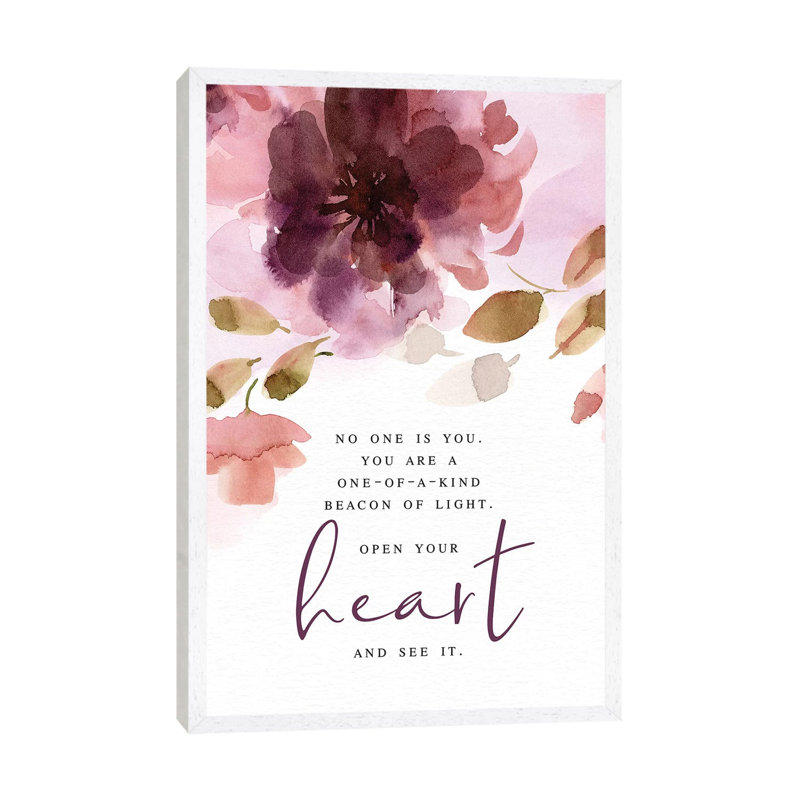 Open Your Heart by Stephanie Ryan - Painting on Canvas, 66.04cm H x 45.72cm W x 3.81cm D, White Floater Framed
