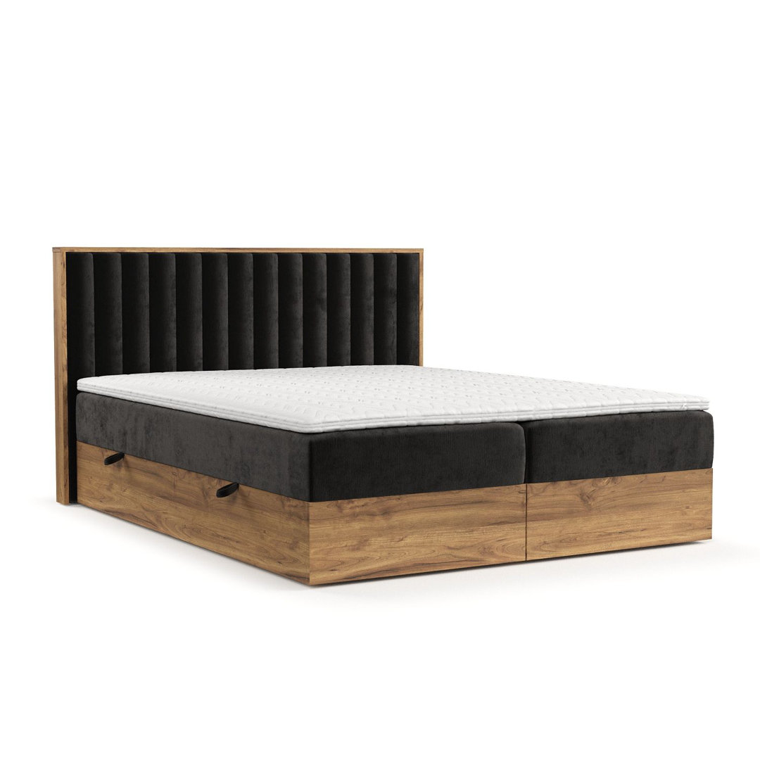 Premium Boxspringbett Komorebi mit Taschenfederkernmatratze mit Kokosmatte