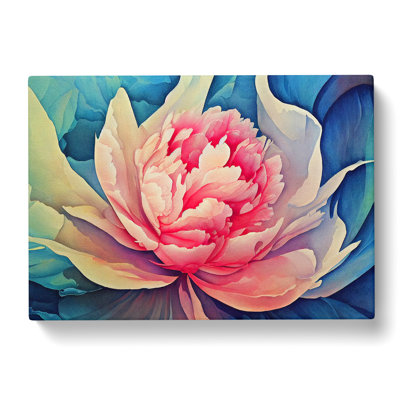 Watercolour Peony Flower - Wrapped Canvas Painting