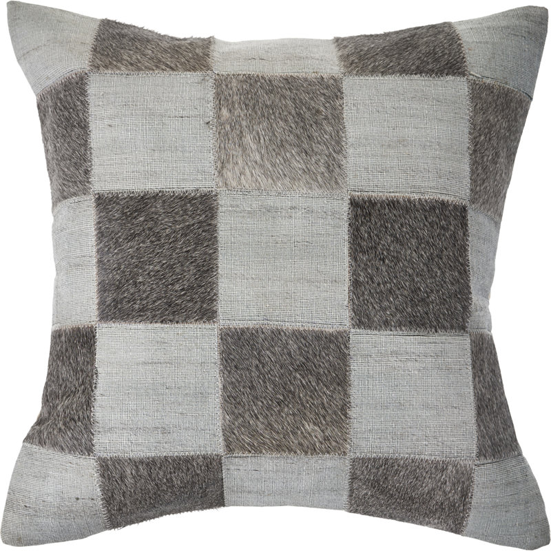 Thais Textured Wool Throw Pillow, Black/Gray, Pillow Cover Only - No Insert