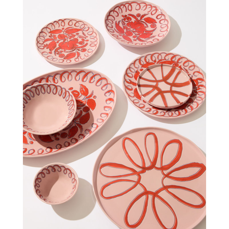 Amalfi Oval Serving Tray - Lime - 15.7" x 11", Pink