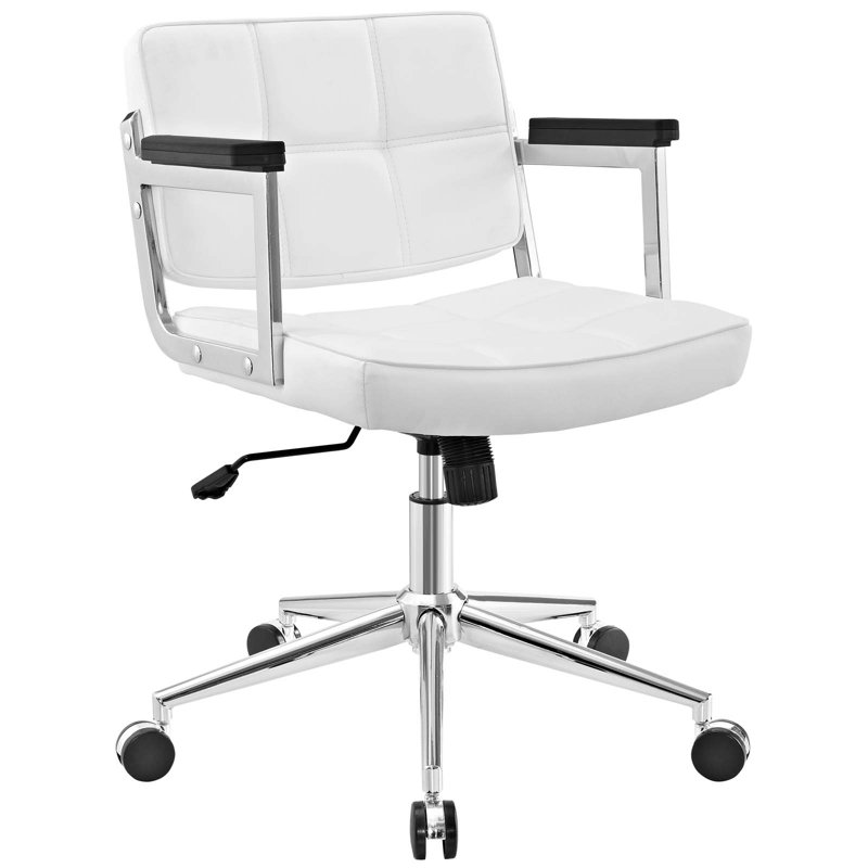Portray Mid Back Upholstered Office Chair, White