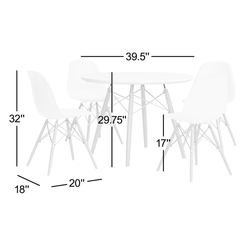 Jordan 4 - Person Four Leg Dining Set, Black/Natural, Natural