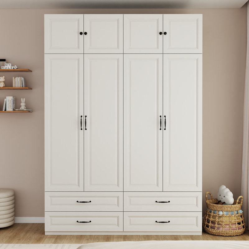 Grand garde-robe de 89 po avec armoires et tiroirs supérieurs, White