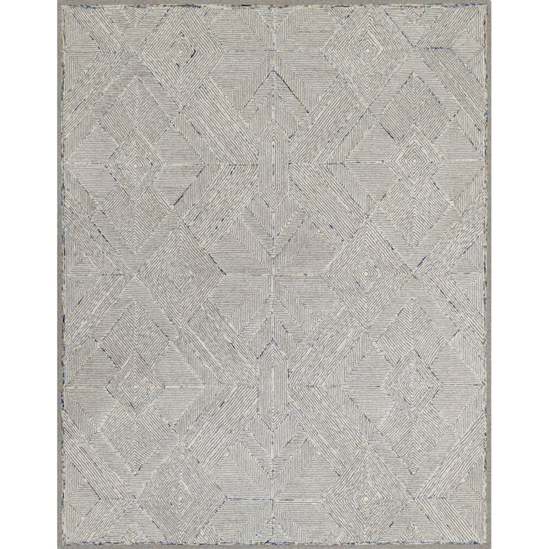 Pinnacle Hand-Tufted Wool Area Rug Geometric Stripe, 7'6" x 9'6"