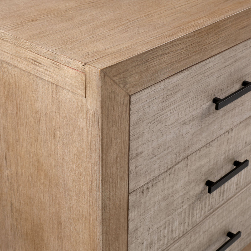 Commode en bois de pin récupéré à 6 tiroirs Roux, brun clair
