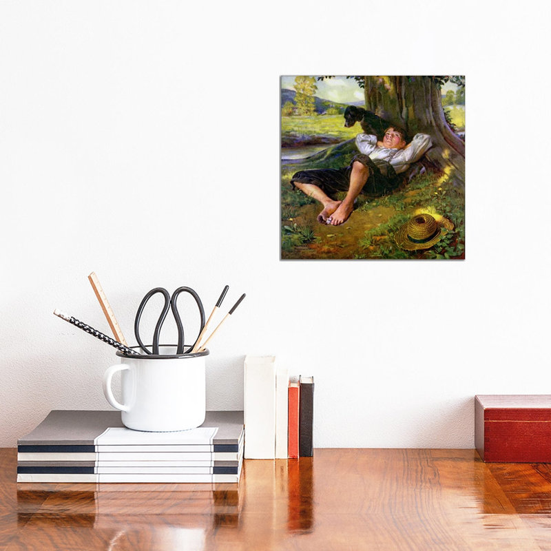 Barefoot Boy Daydreaming by Norman Rockwell - Wrapped Canvas Painting, 30.48 cm H x 30.48 cm W, Wrapped Canvas