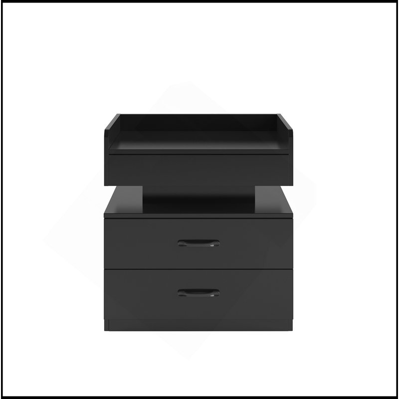 1 Set Nightstand With Adjustable LED Strip Light, 2-Drawers, Large Storage Space, Suitable For Bedside Table, Coffee Table, Sofa Side Table Or End Table For Study Desk