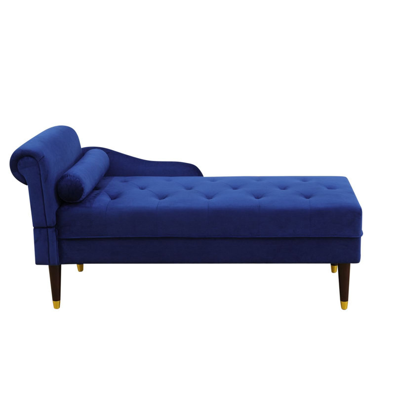 59" Sherpa Chaise Lounge Indoor,Lounge Chair With Right Armrest & Lumbar Pillow For Living Room/Bedroom/Office, Blue
