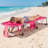 Outdoor Beach Lounge Chair Folding Chaise Lounge with Pillow Light Pink-558703989