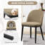 Dining Chair Set of 2, Linen Upholstered Kitchen Chair with Thick Cushions Seat and Curved Backrest, Modern Wood Frame Accent Chair with Adjustable Feet for Dining Room, Kitchen-134639497-134639494