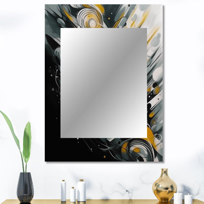 Grey And Yellow Infinite Geometry II - Geometric Large Wall Mirror, Gray Unique Mirror, Printed Metal Art