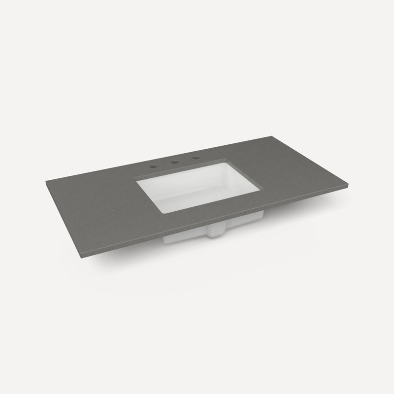 Quartz Stone Vanity Top, Stone Gray, Triple