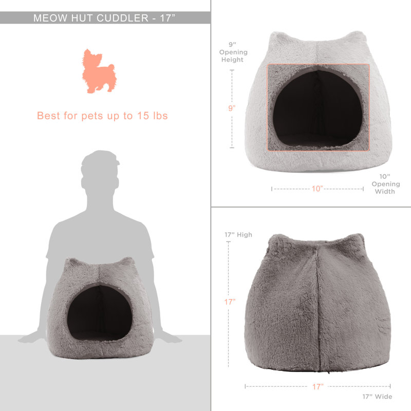 Fourrure Meow Hut, Gris, Grand L 19 po x l 19 po
