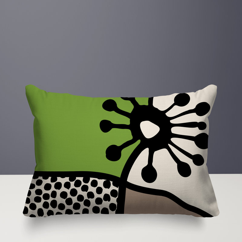 Coussin lombaire réversible intérieur / extérieur Jai Abstract, H 14 po x l 20 po, Chartreuse